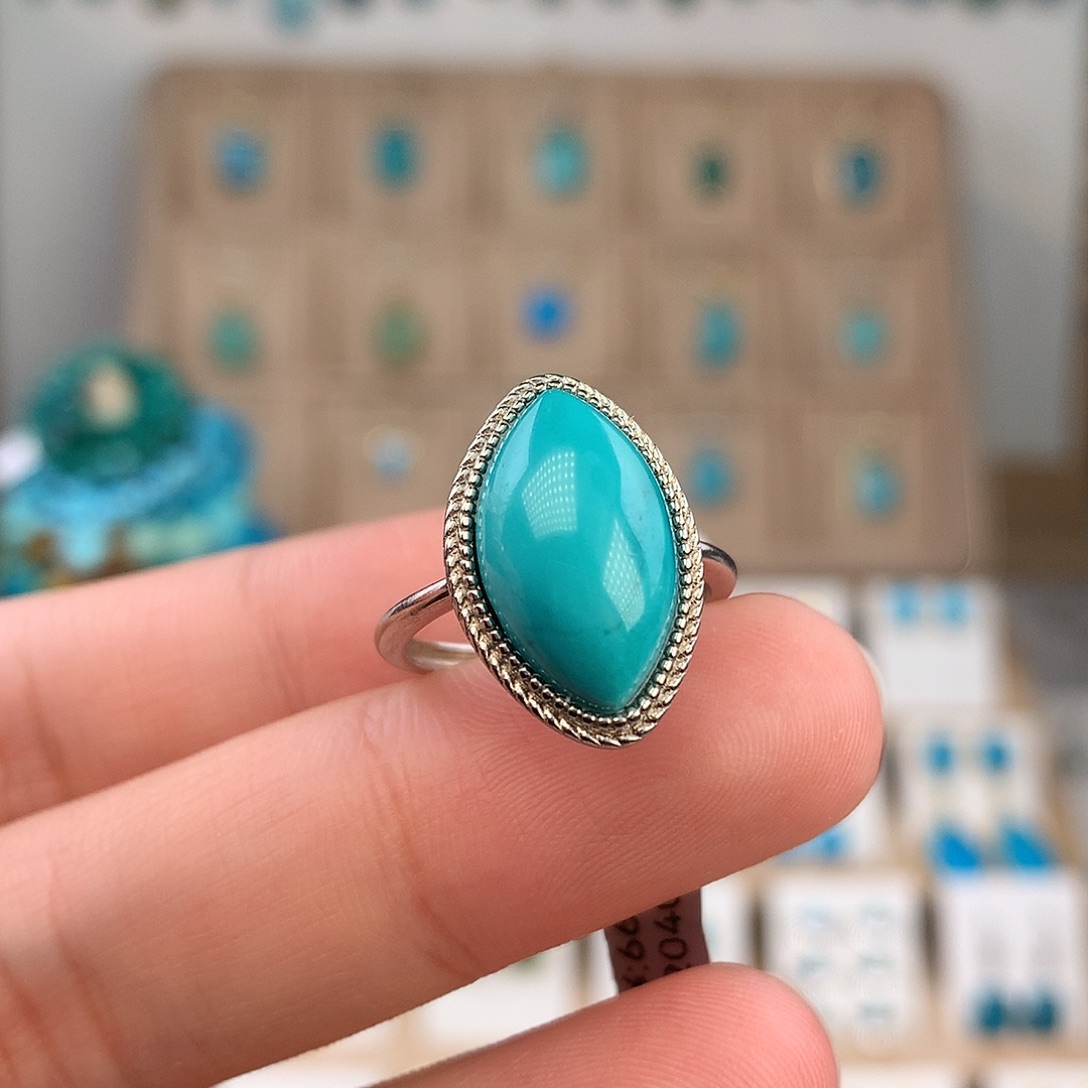 绿松石银S925镶嵌戒指