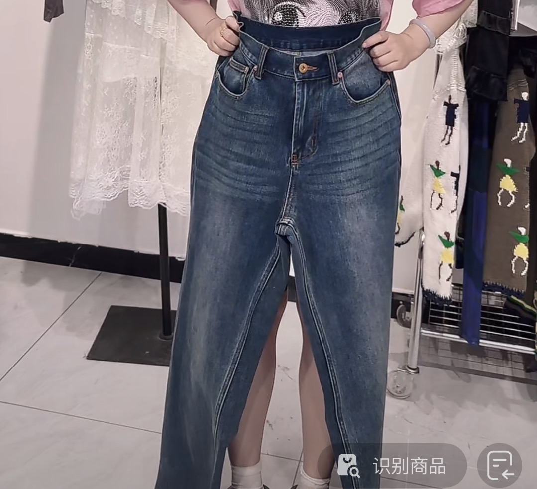 牛仔中腰做旧女牛仔裤