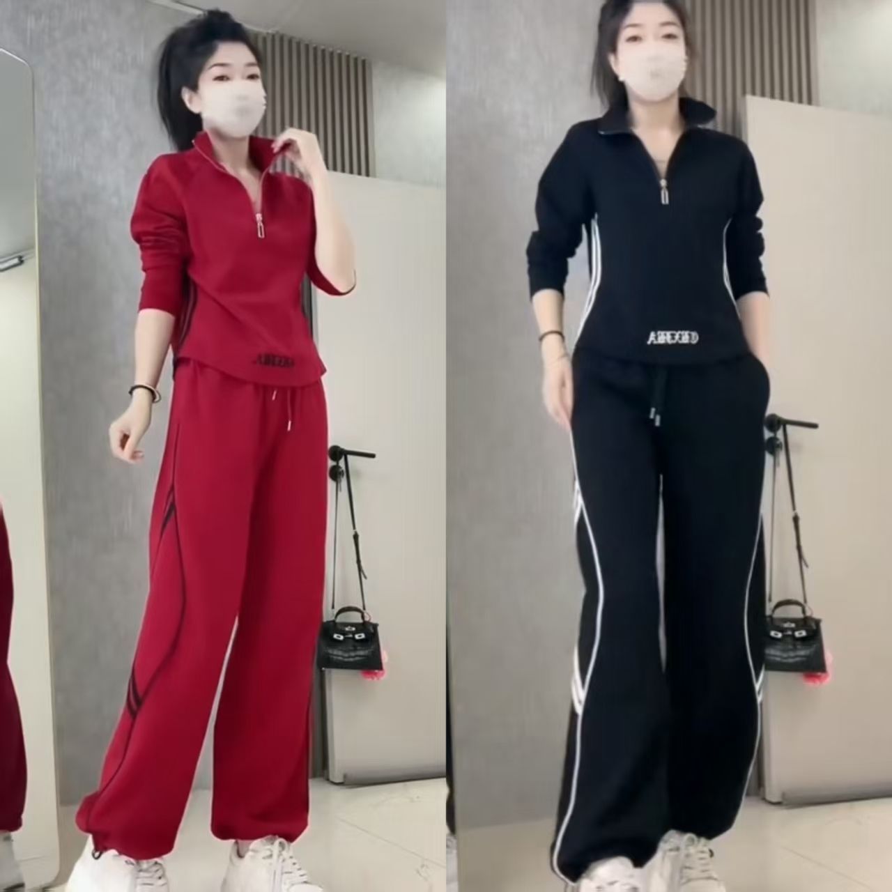春秋季大码女装休闲套装200斤微胖mm宽松显瘦洋气百搭运动两件套