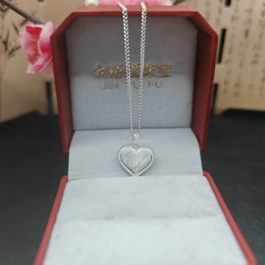 坠链均足银 足银一心一意【磨砂拉丝面】百搭