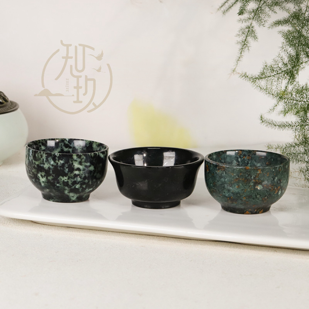 天然西藏林芝药王石茶杯藏玉茶壶水杯泡茶酒杯 杯型花色多样发货