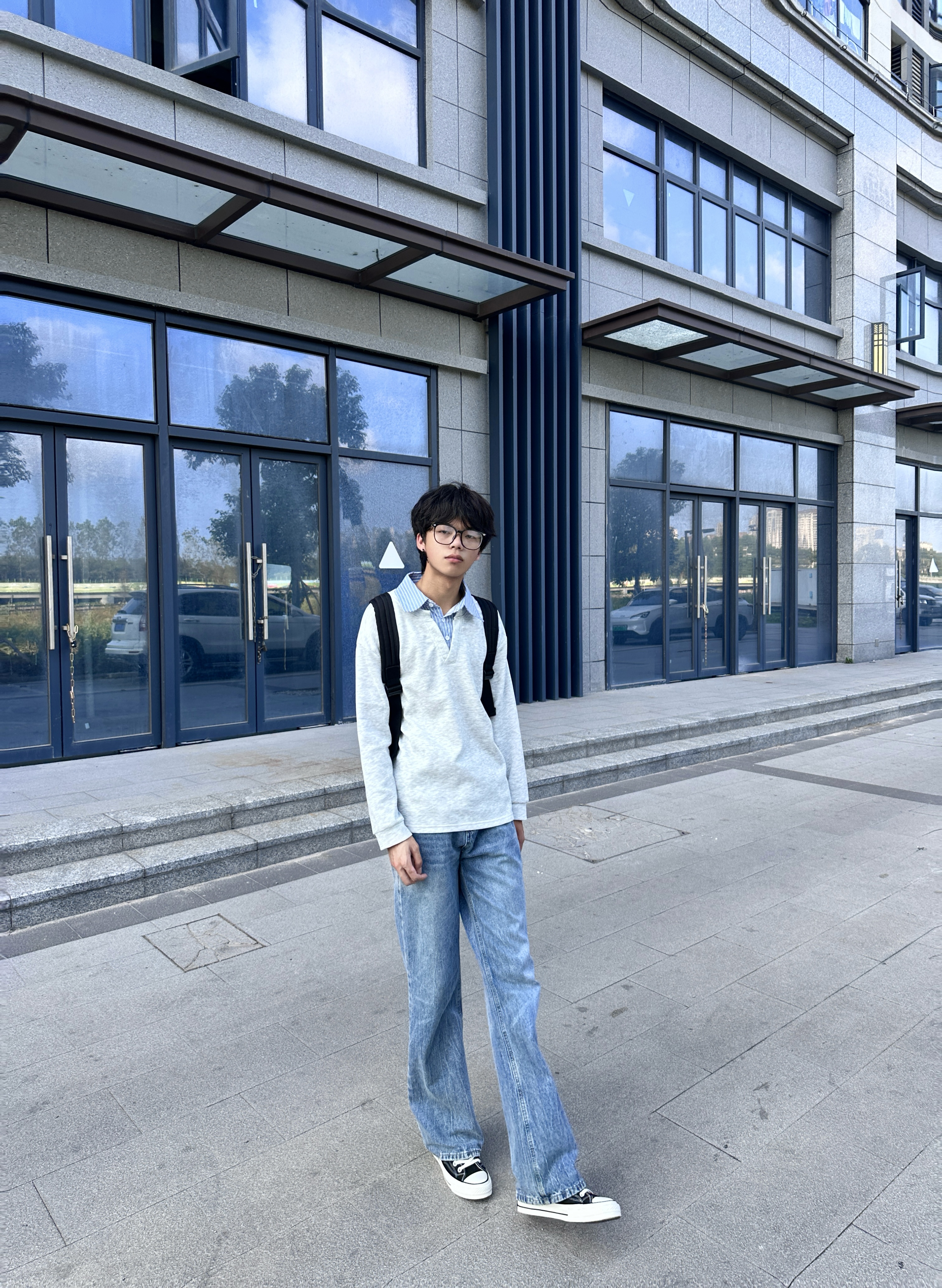 FAUncle闪电波纹冰蓝牛仔 重工水洗波纹直筒微喇517版型牛仔裤