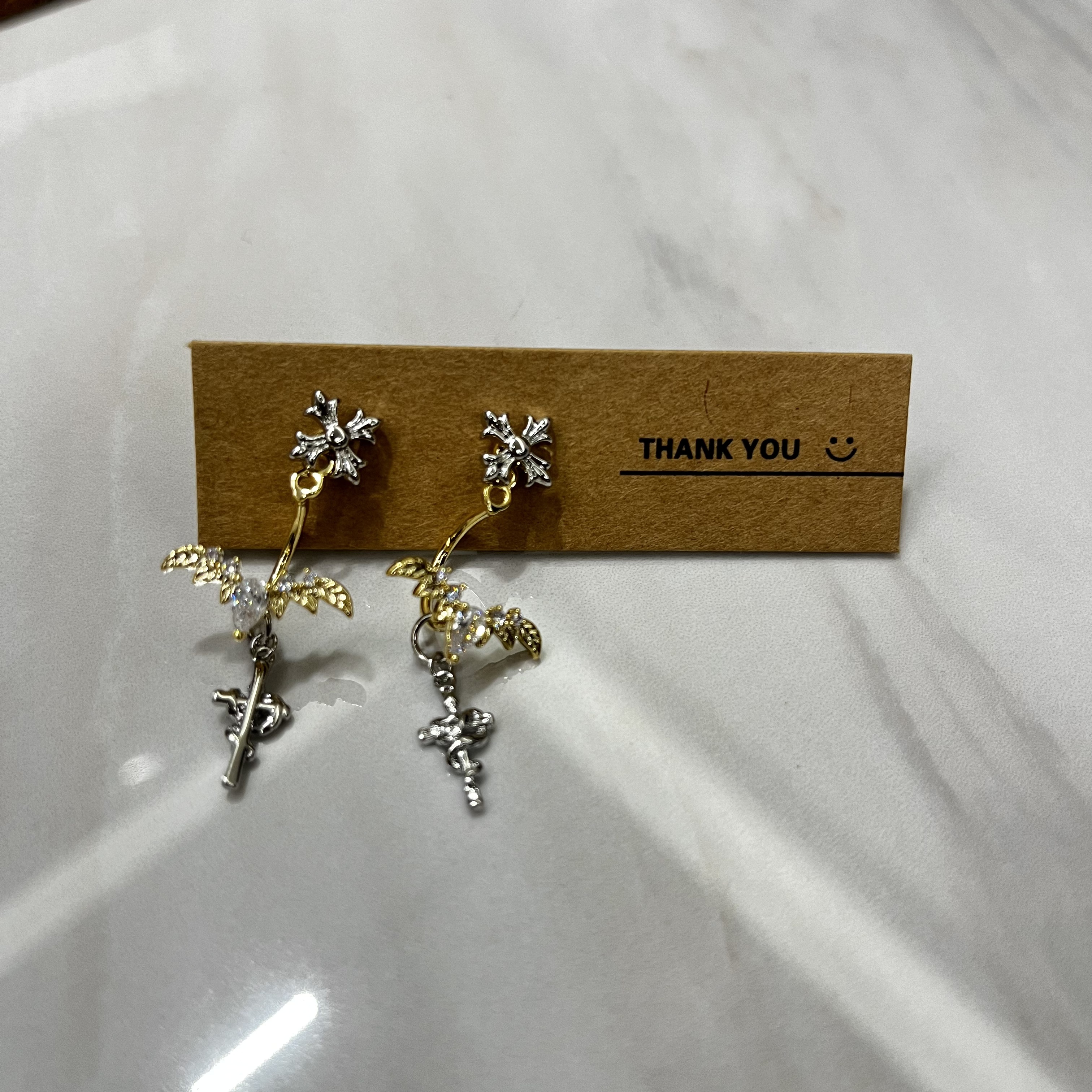 铜合金合成锆石耳饰 小众设计百搭ins耳饰45768