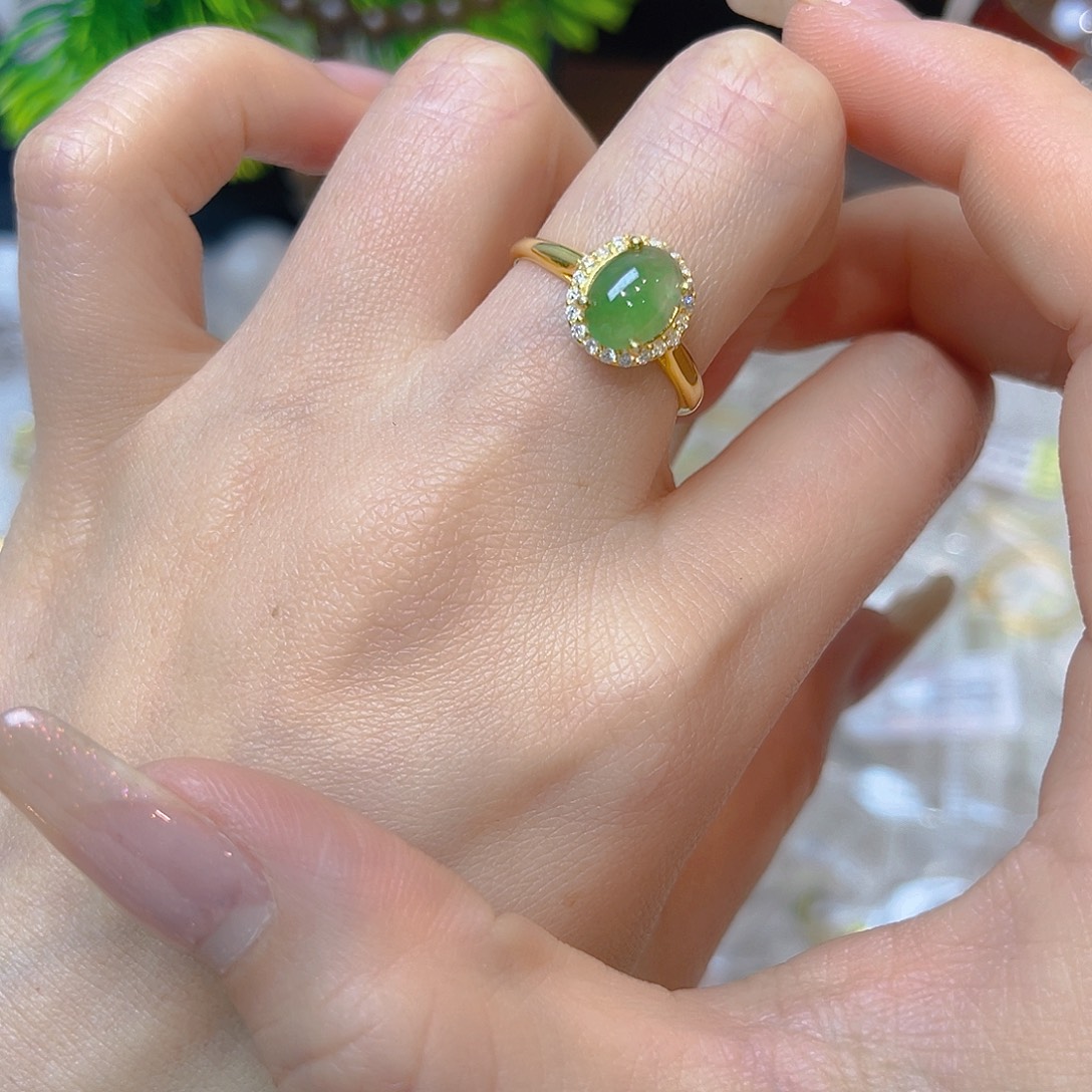 翡翠银S925镶嵌戒指