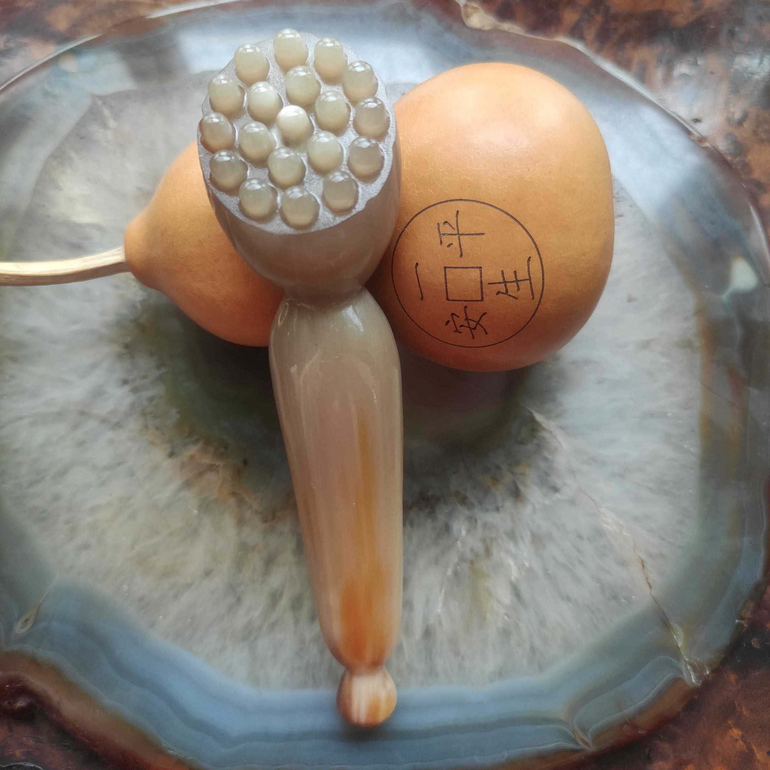 天然牛角19珠莲蓬眼部面部刮痧疏通经络点穴拨筋按摩棒