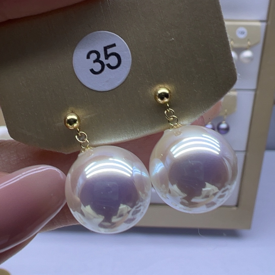 18K金镶嵌淡水珍珠耳饰