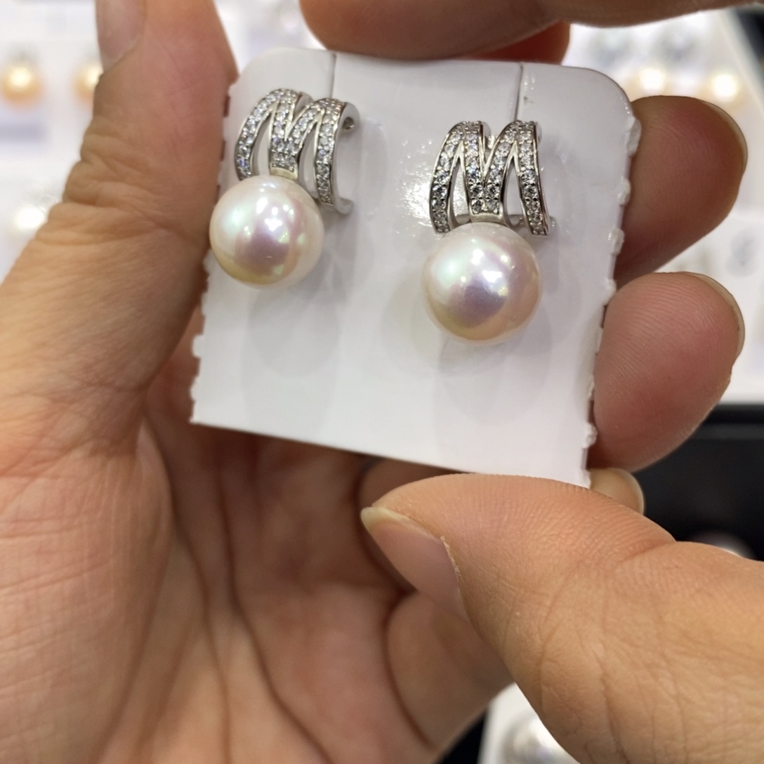 淡水珍珠耳饰银S925镶嵌