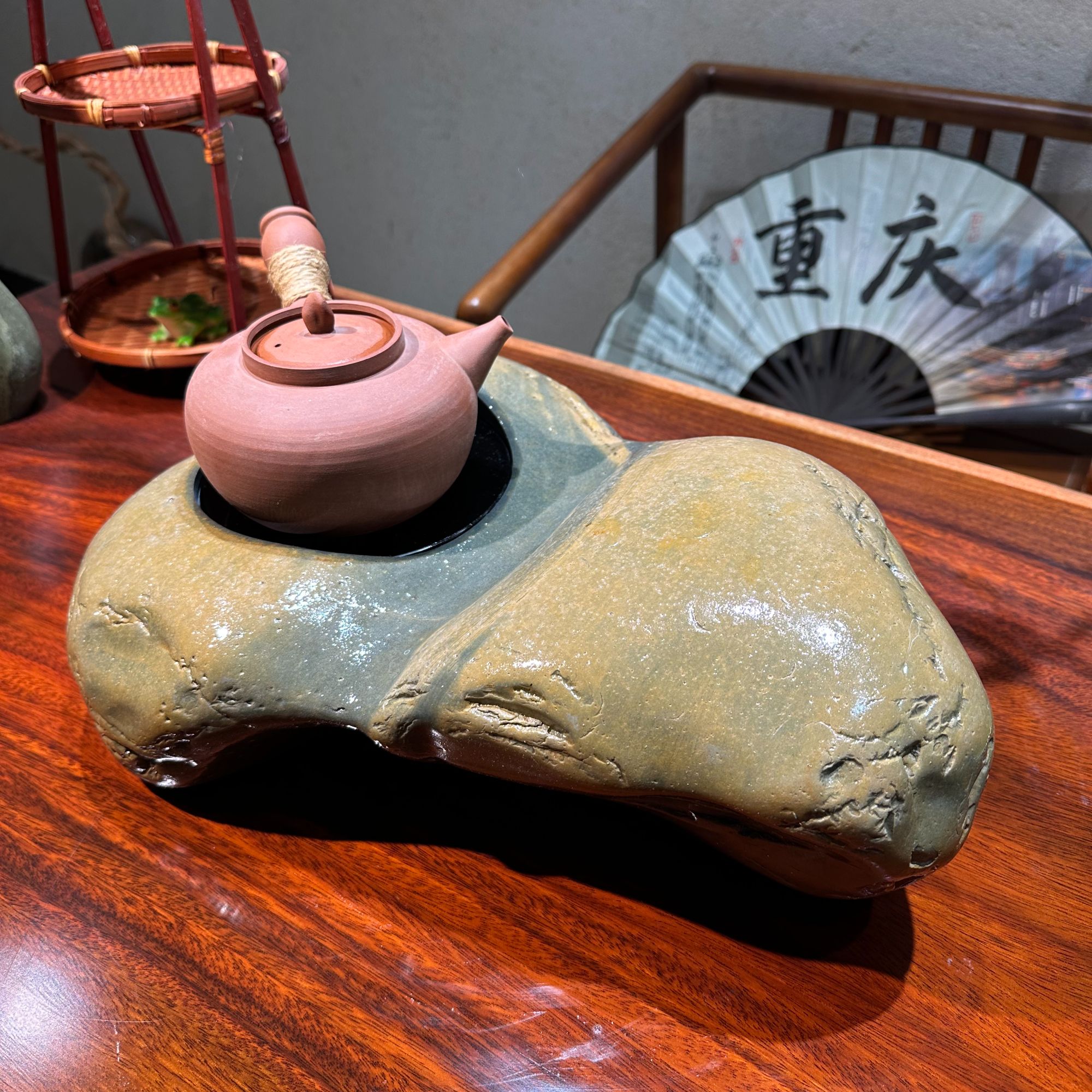 贵州奇石茶炉煮茶器电陶炉煮茶器家用茶道煮水创意耐热一体绿色