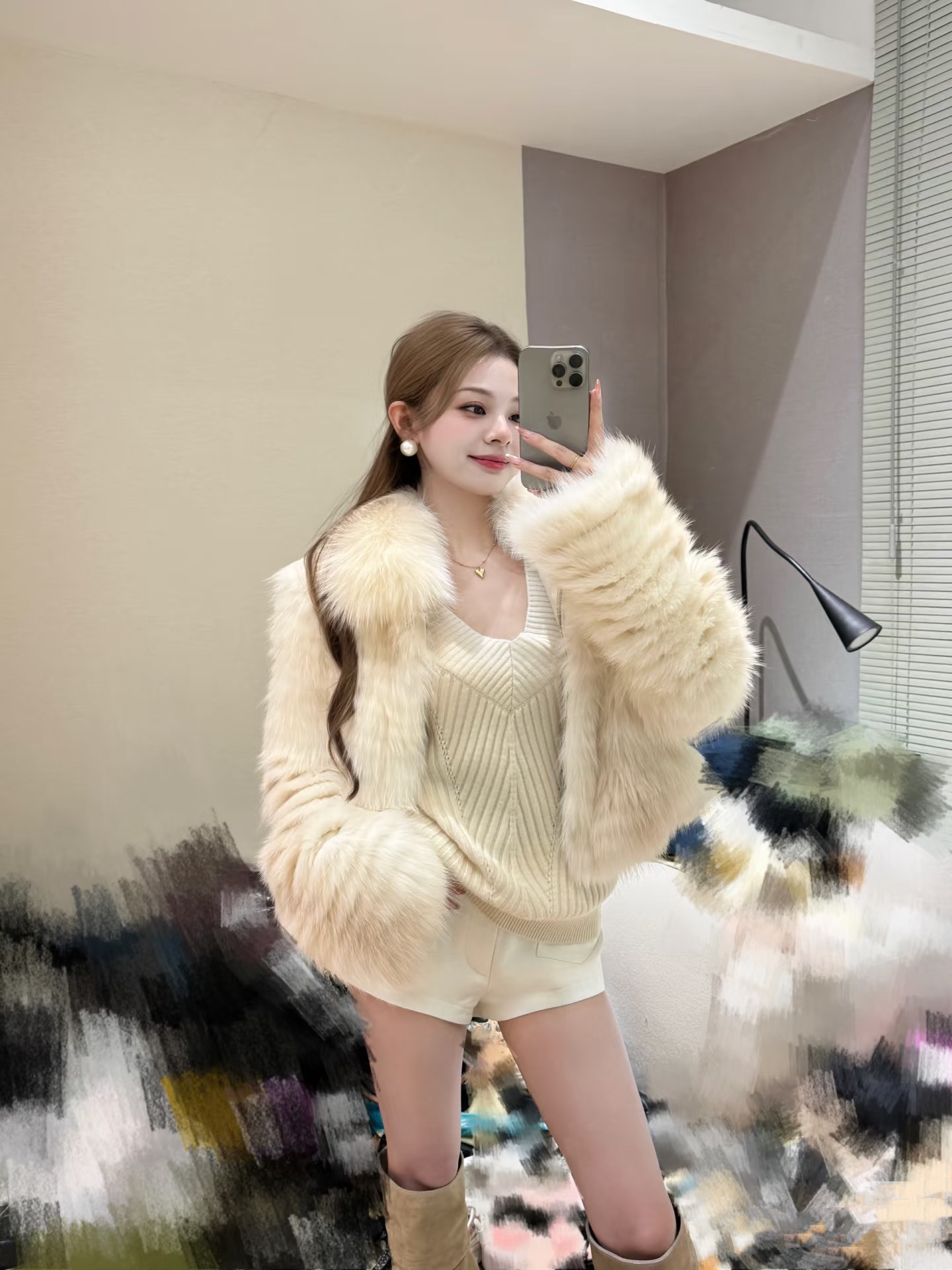 【XIEDONG】“fufu金渐层”saga级进口整皮车条银兰狐皮草外套高级感