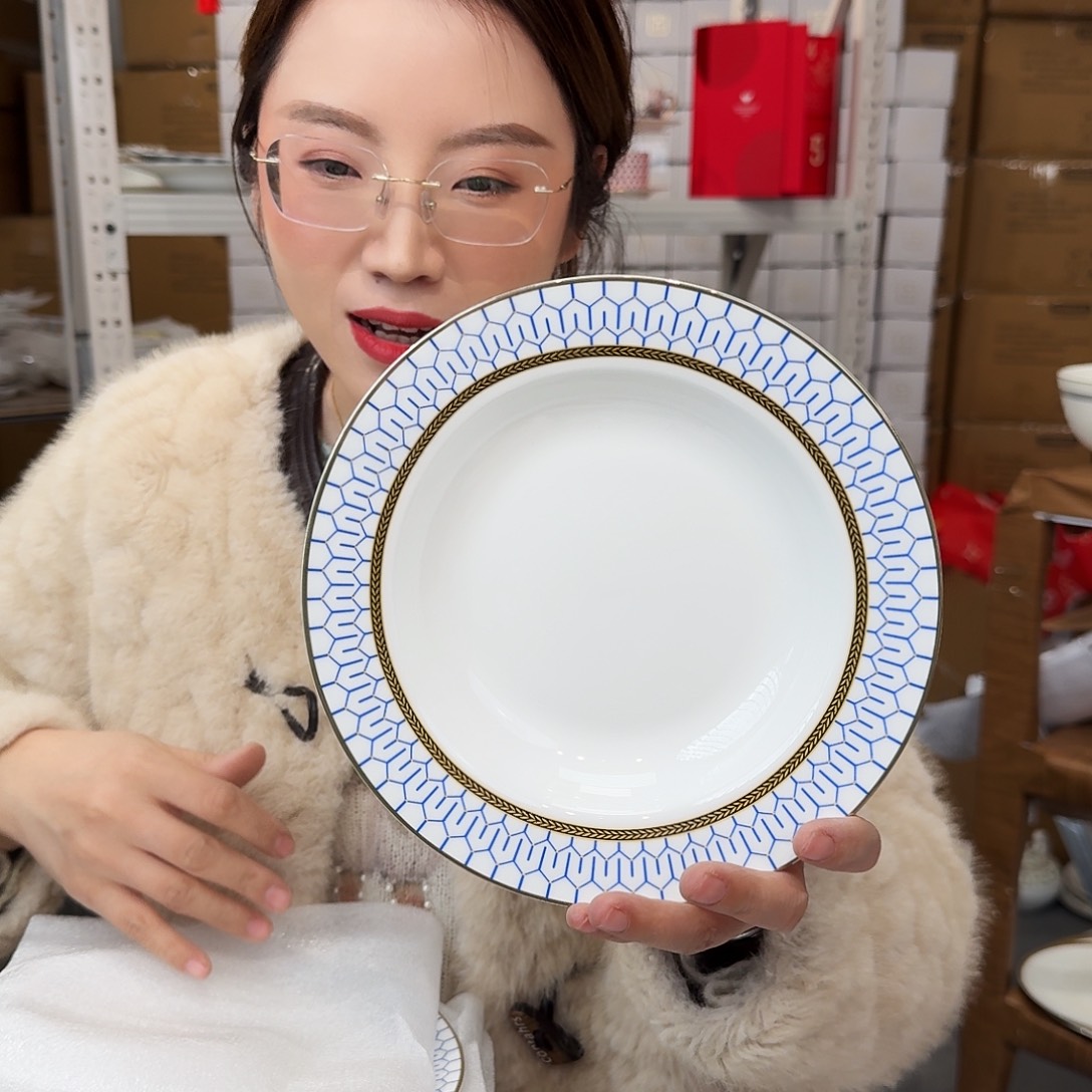 骨瓷高骨8英寸汤盘20*3.5cm一4个