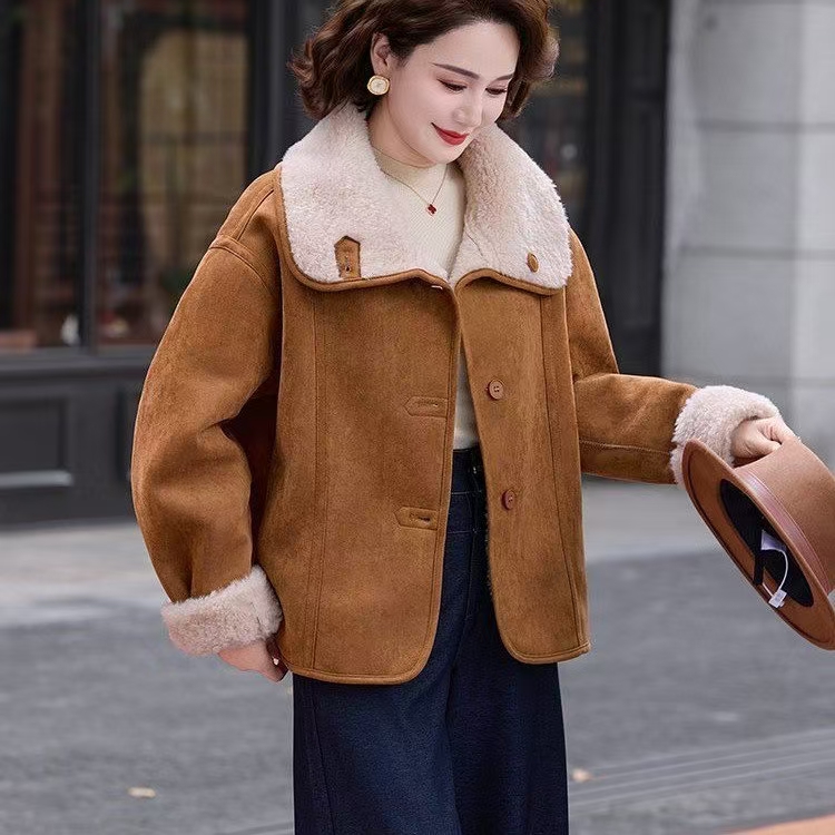 翻领双面双穿短外套加厚复古风1105