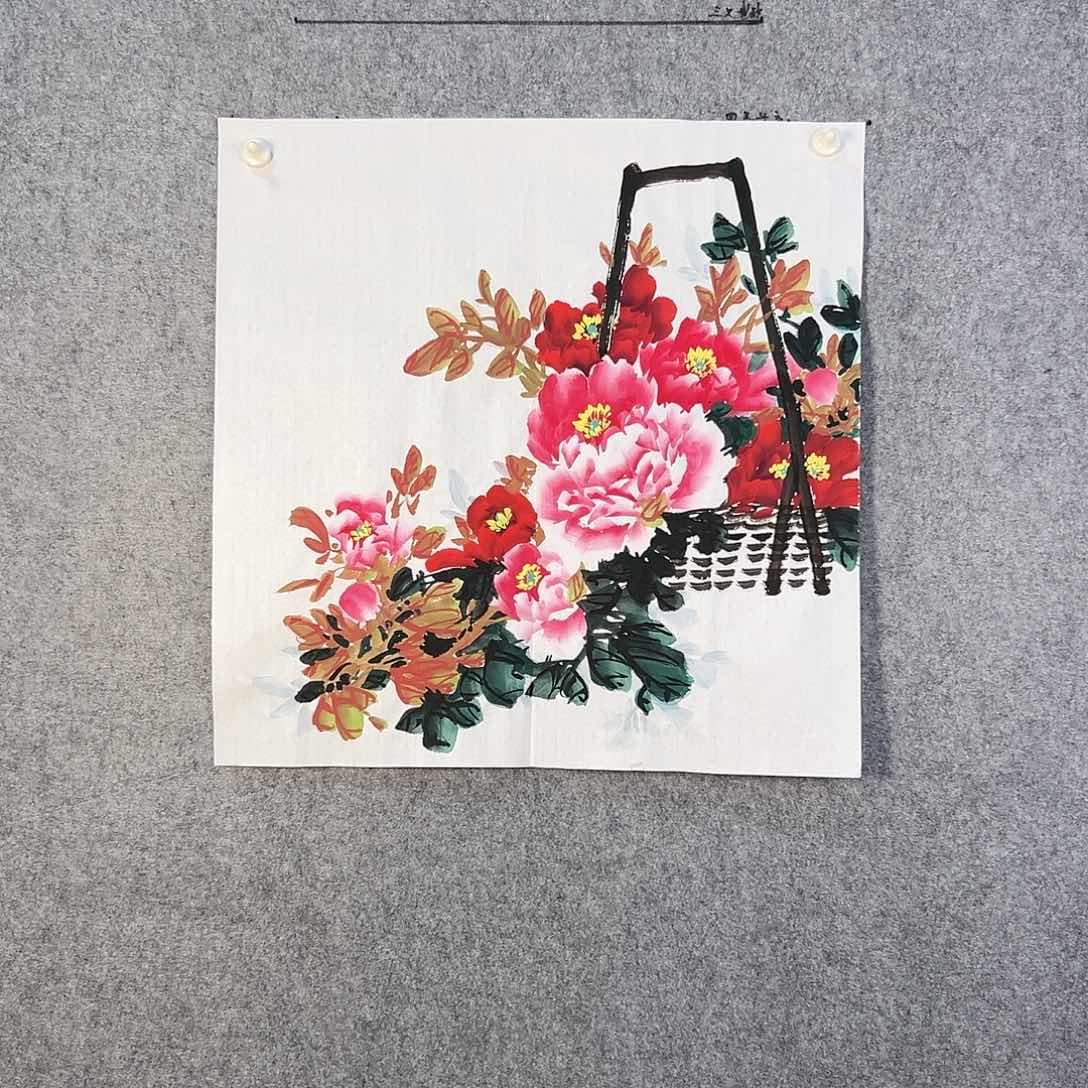 国画704 牡丹等花卉图案装饰图案为