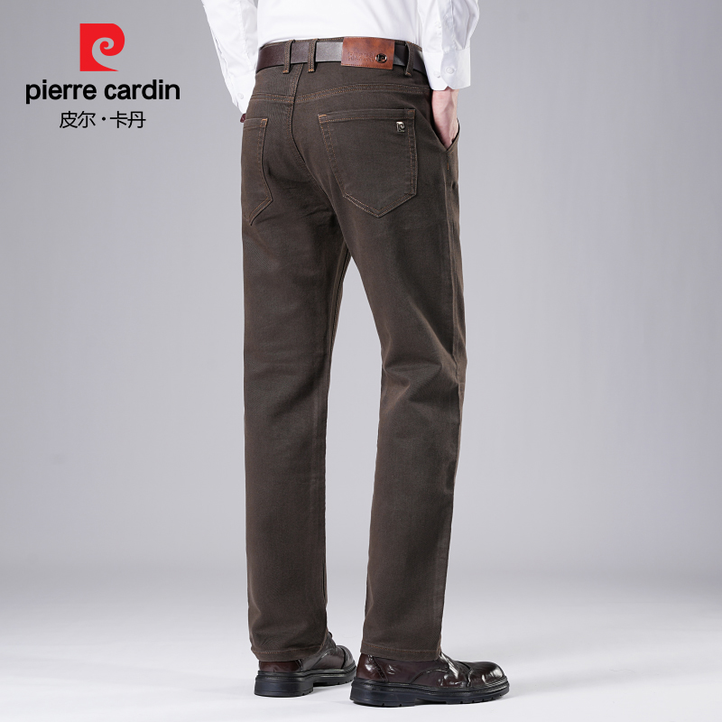 皮尔卡丹轻奢牛仔裤男士秋冬新款休闲直筒裤高腰弹力宽松长裤子