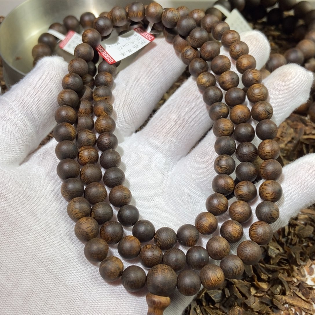 密***g手串沉香棋楠沉香圆珠多圈