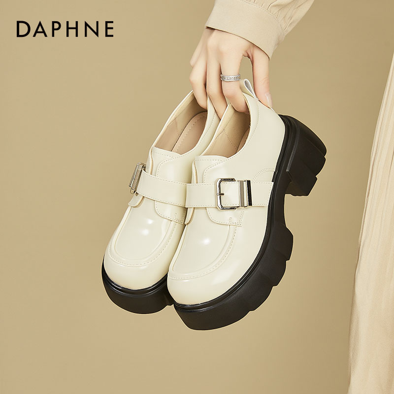 达芙妮厚底乐福女鞋2025年春款黑色增高英伦风小皮鞋jk配裙子单鞋