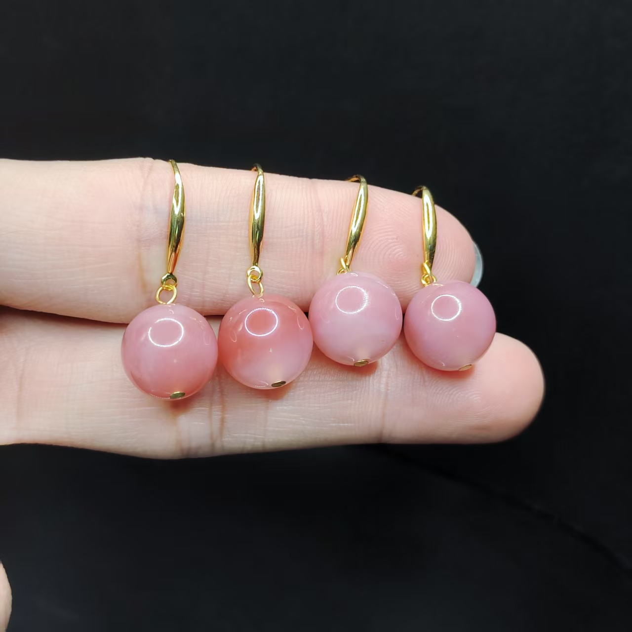 【康康严选】s925银七彩盐源圆珠耳钩X14【多样性发其一】 约12mm+