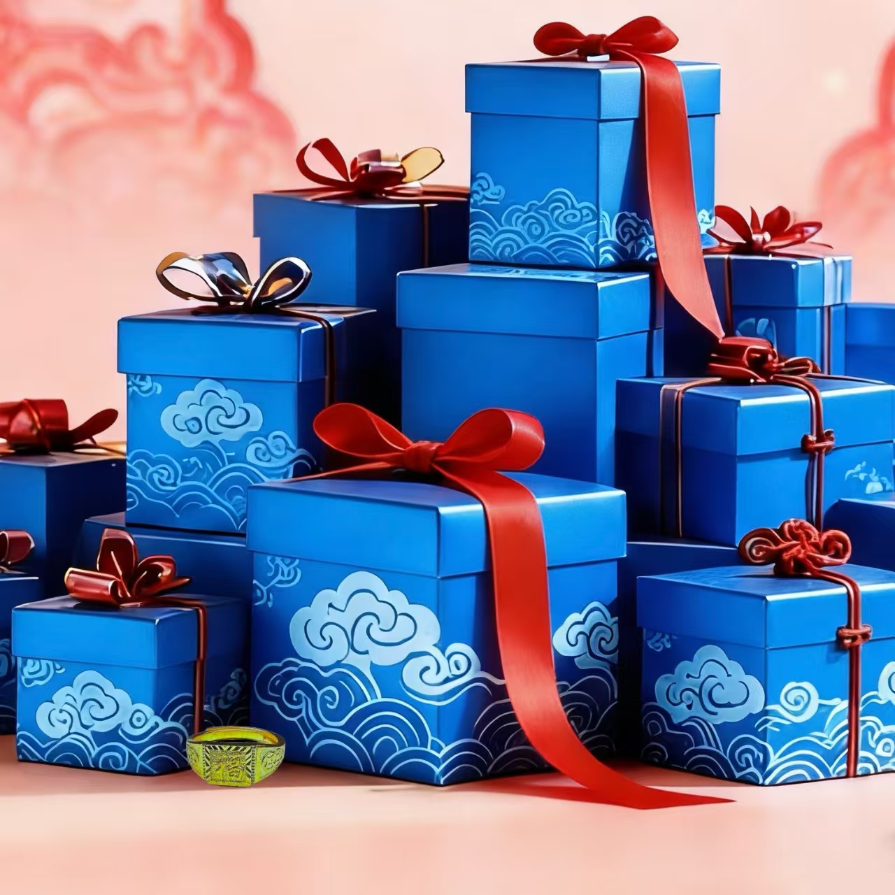 雪涧源创春节风格轻职风精美礼盒挂件-K788