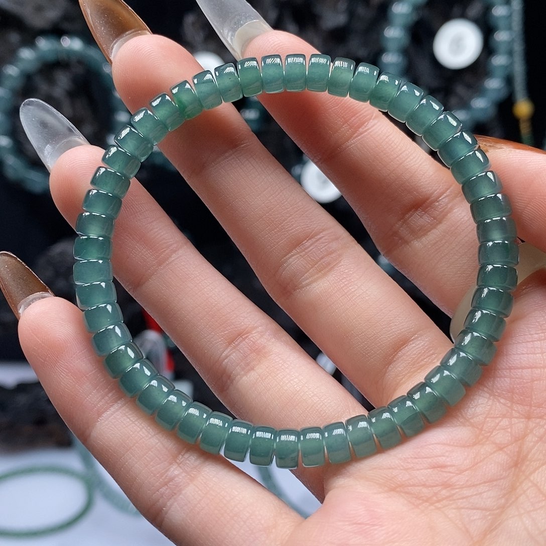 未镶嵌手链翡翠我****困6mm药片手串