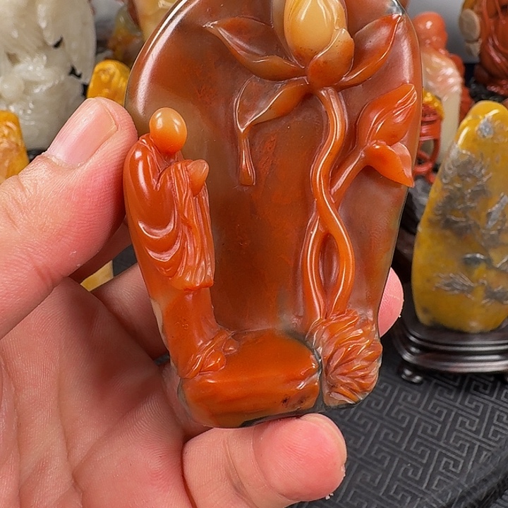 ****料寿山石乌鸦皮红田