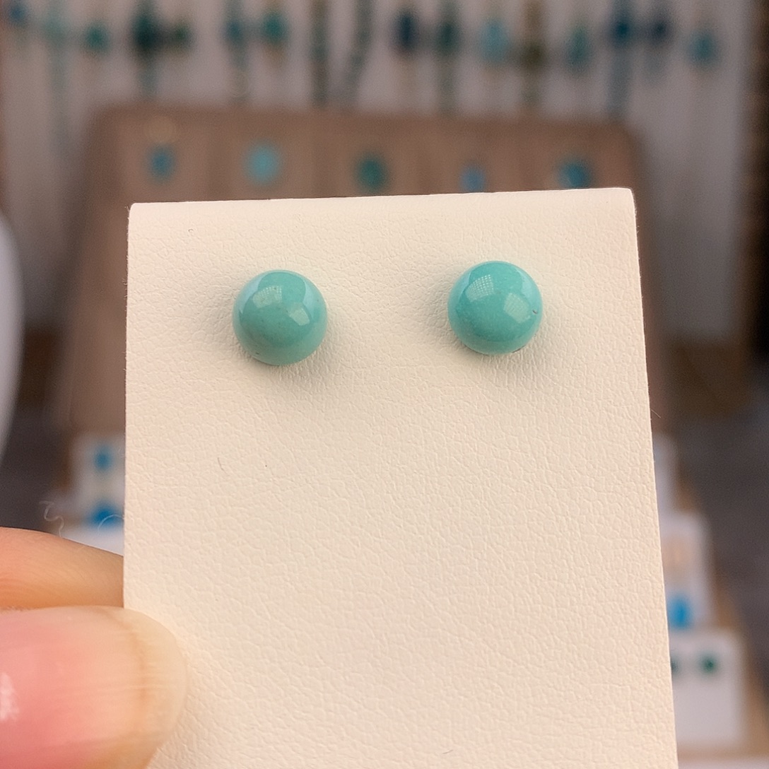 绿松石银S925镶嵌耳饰