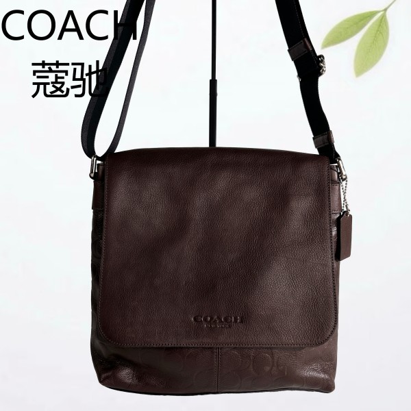 95新 COACH/蔻驰  棕色老花斜挎包G25904822底长27X28