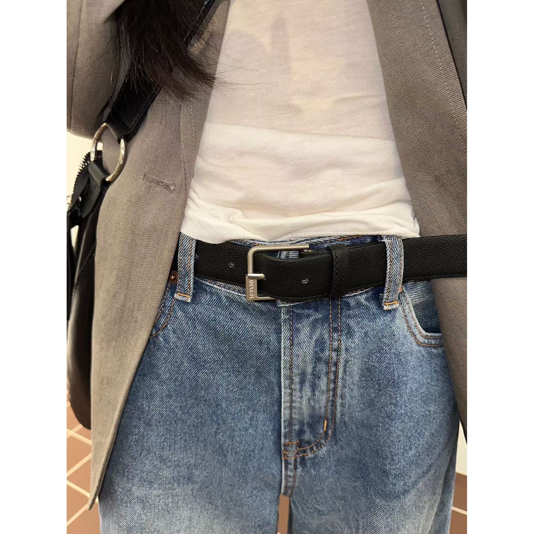 【INAIEN】线上款 “私服系列”马家同款定制logo 真皮腰带 P8551