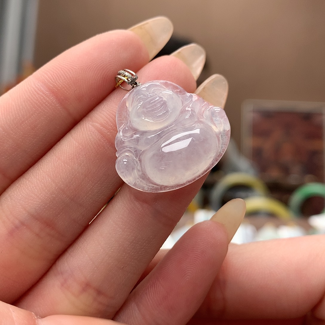 翡翠吊坠(不含链)18K金镶嵌