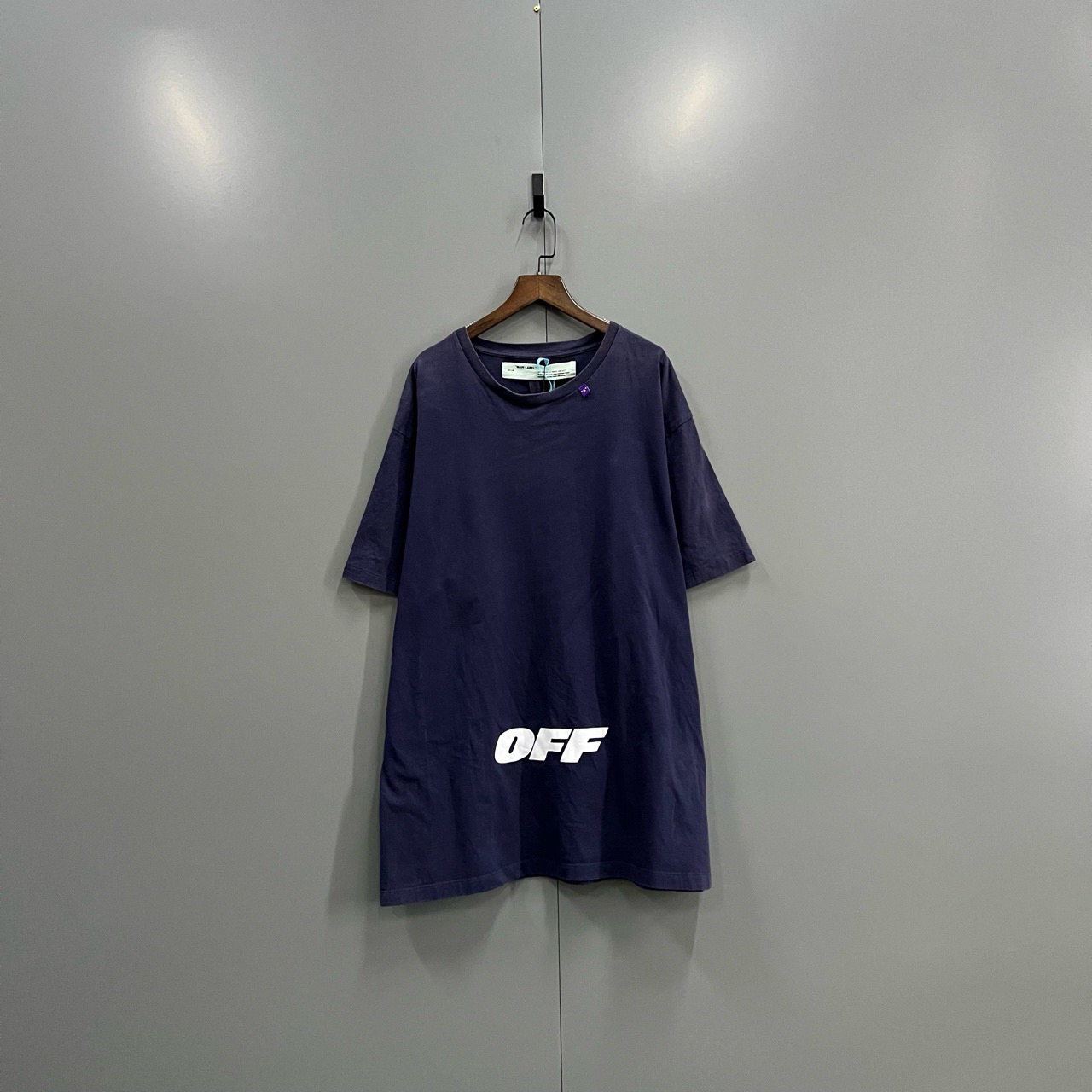 95新 OFF-WHITE （bb）藏青色印花logo短袖 S码/200630