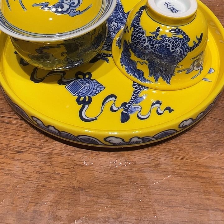 拉*景德镇青花釉里红茶具