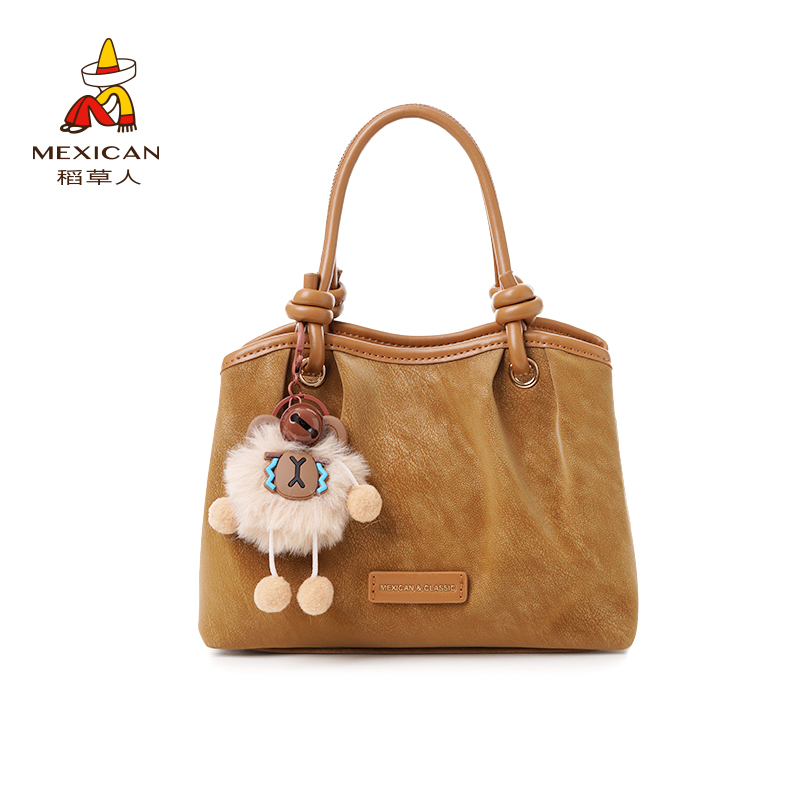 Mexican/稻草人手拎包百搭拉链斜挎包水桶包肩包休闲复古风单根
