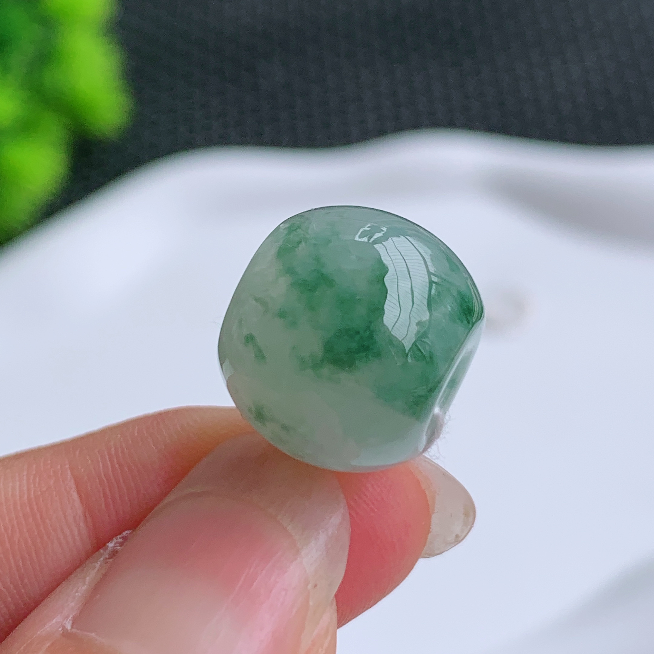 天然翡翠A货冰飘花飘绿灵动路路通吊坠挂件可做配珠卡16.8-12.9