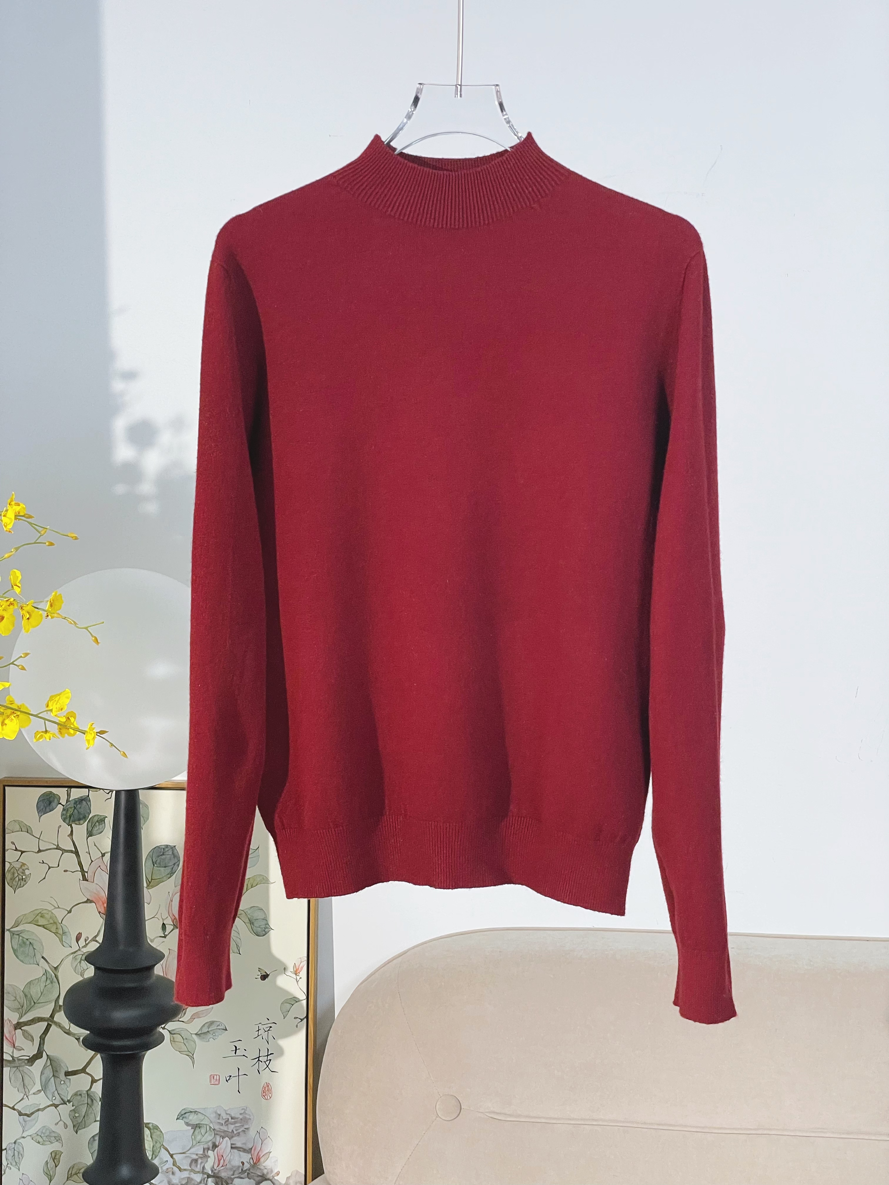 二姐家100纯羊毛2025新款半高领简约气质百搭羊毛衫