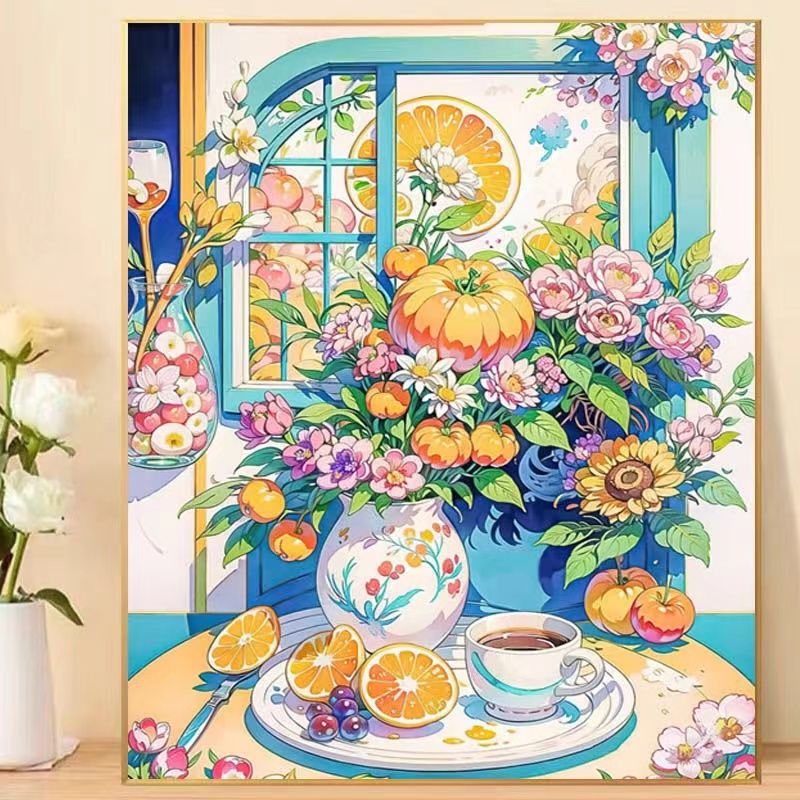 2024新款线绣水果花卉瓶十字绣水果派对酒杯客厅卧室玄关手工自绣