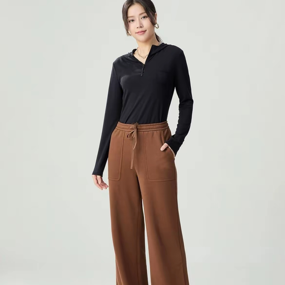 （不退换）5100386巧克力色加绒直筒裤