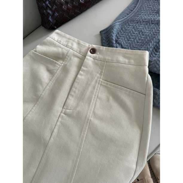 浅卡其 水洗棉半身裙女秋冬简约显瘦时尚半身裙 2025百搭