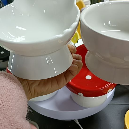 跑单拉黑！No退No换！瑕疵宠物碗-矮白猫+圆碗