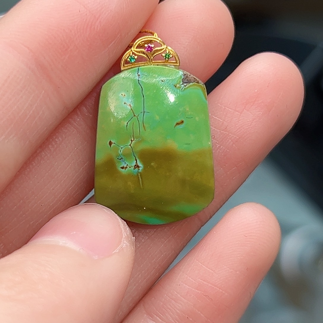 绿松石珠宝奇石18K金镶嵌