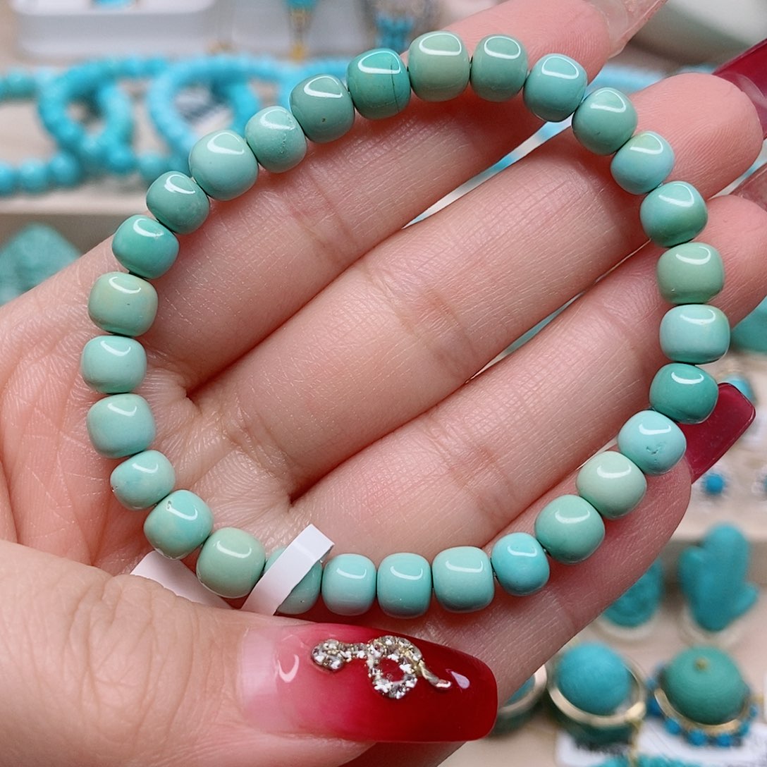 绿松石老型手串6.5未镶嵌