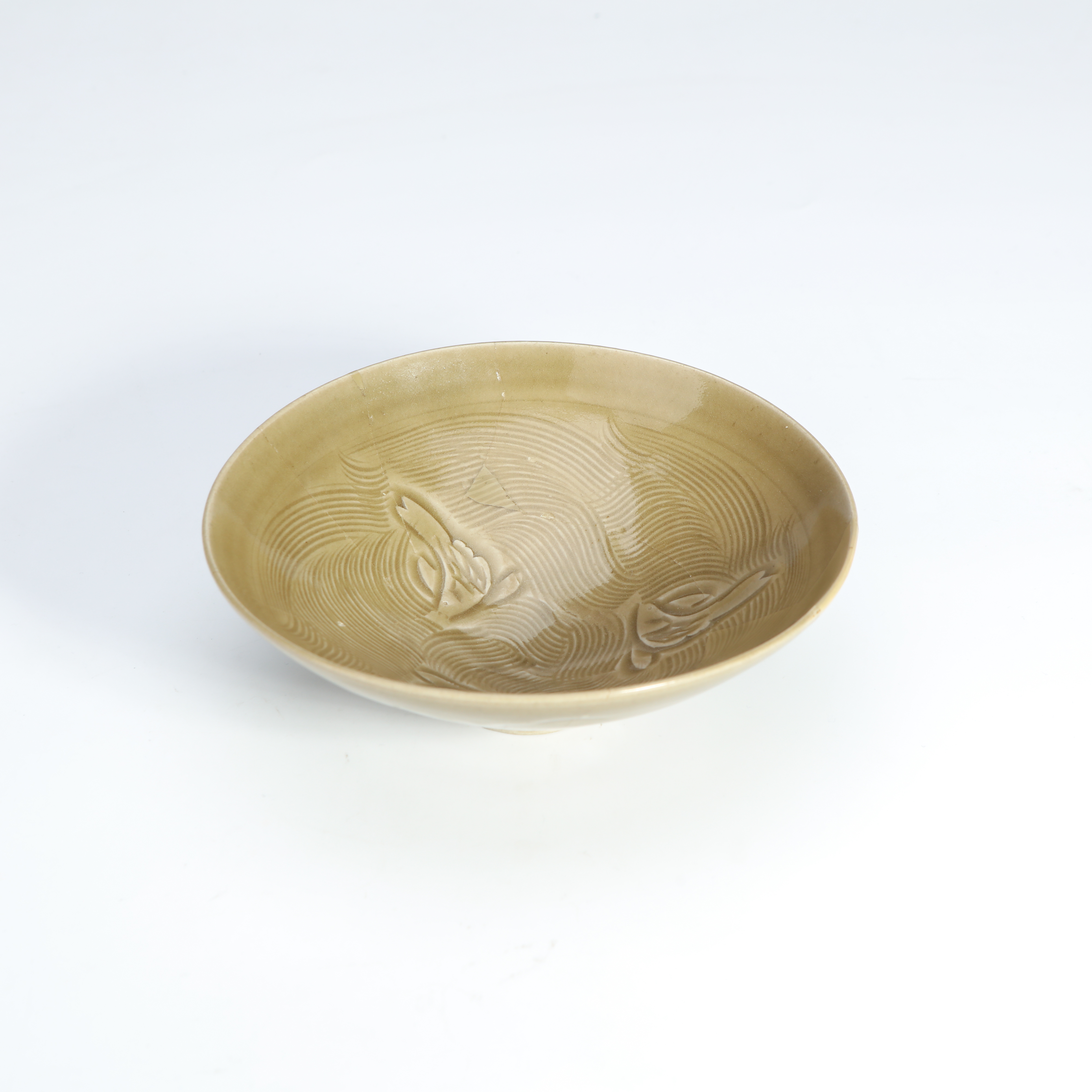 2.明代青釉刻鱼纹碗【古董拍卖】