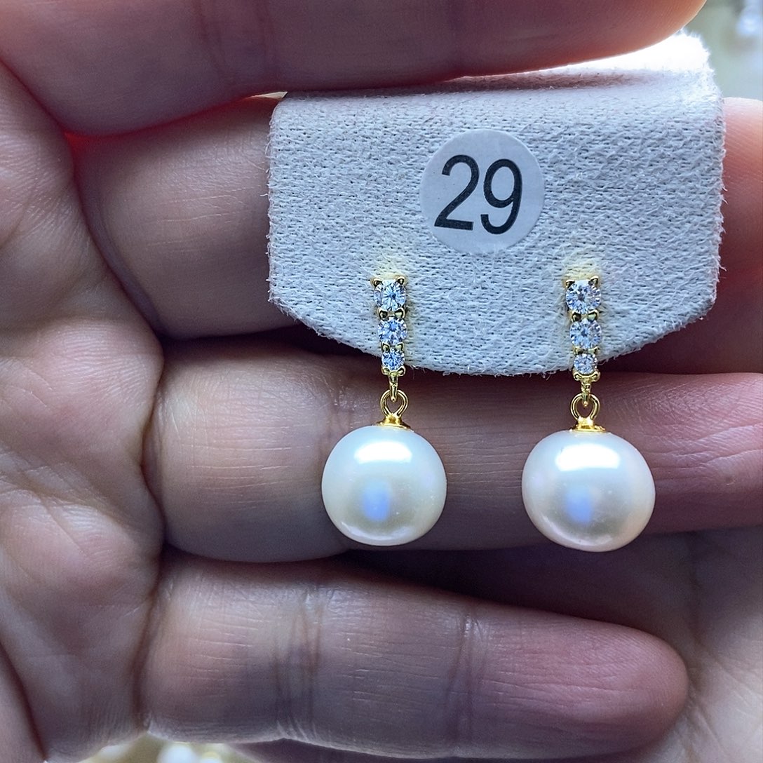 淡水珍珠耳饰银S925镶嵌