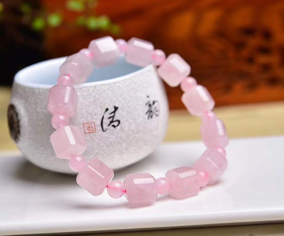 天然粉方糖桃花石芙蓉晶小众轻奢高级送礼佳品10mm