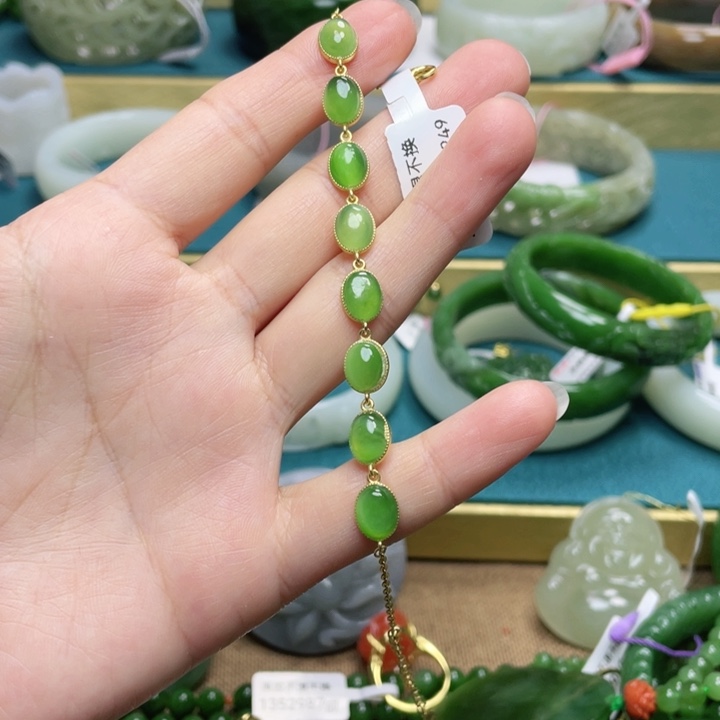 和田玉手链银S925镶嵌
