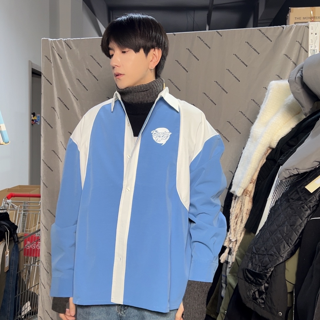 蓝白自制款衬衫L一件