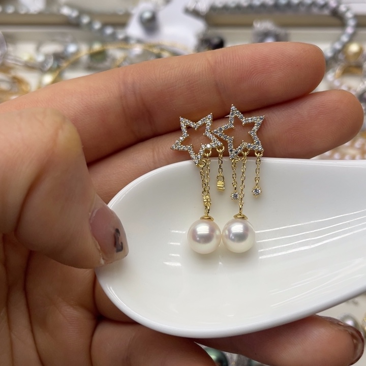海水珍珠耳饰银S925镶嵌