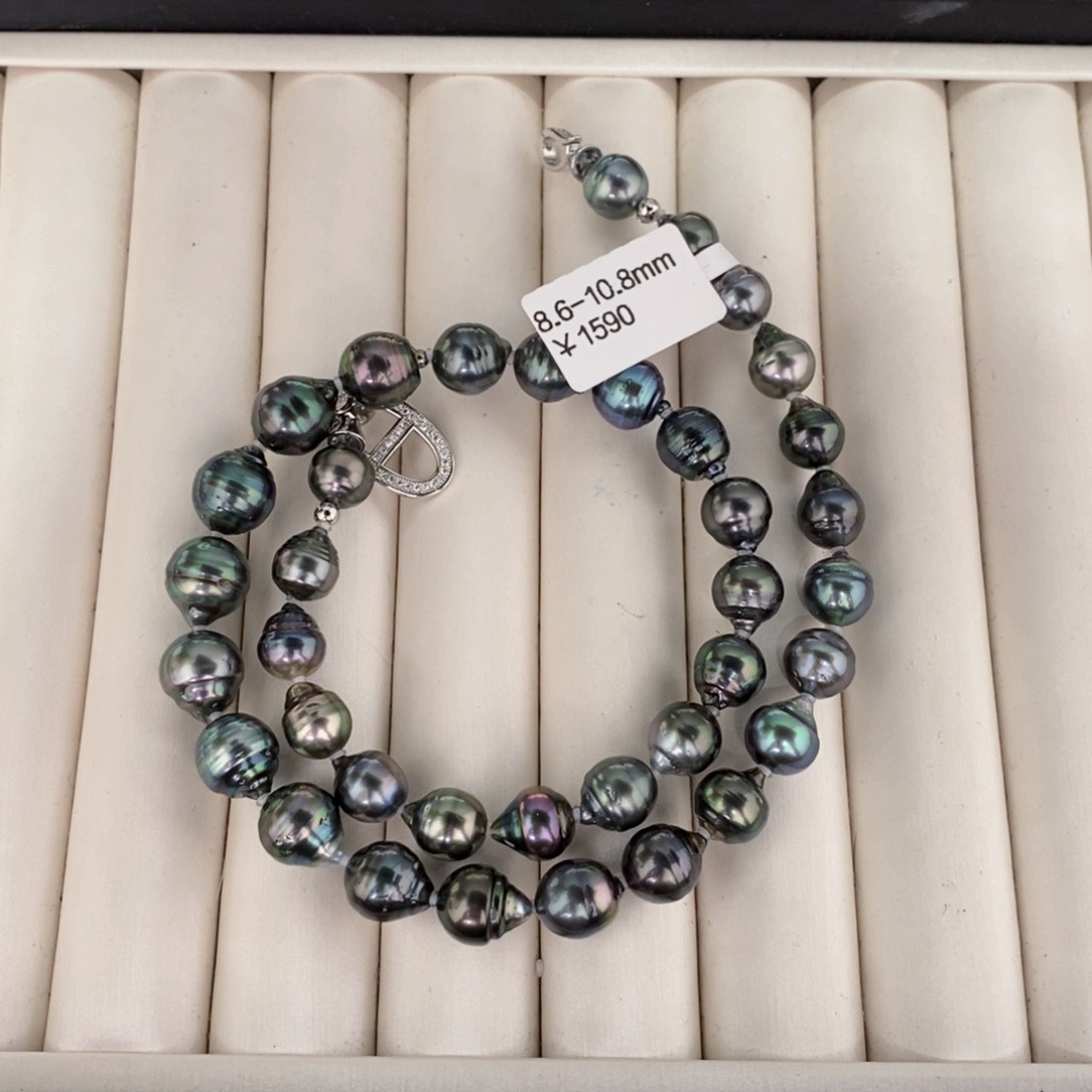 海水珍珠颈饰未镶嵌✔大溪地混彩项链8.6-10.8玲