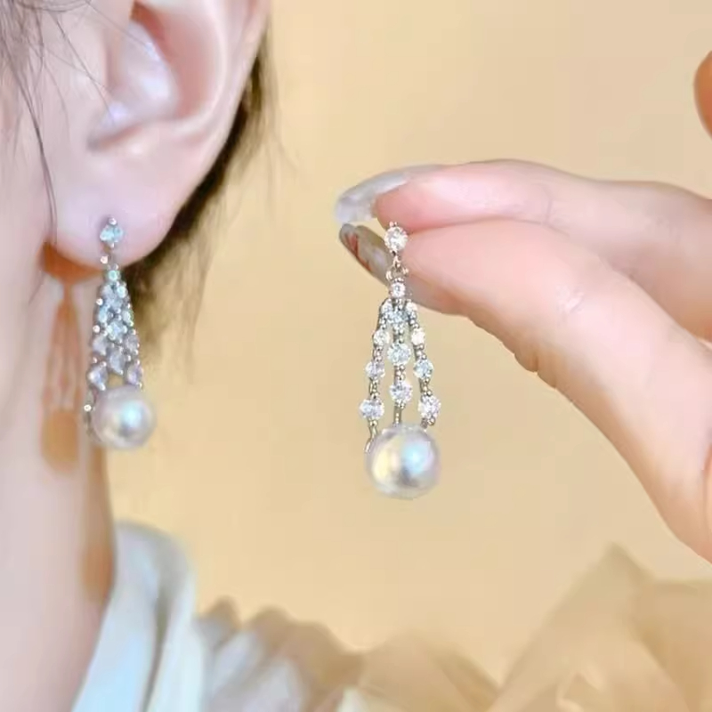 合金耳饰 8453优雅法式流苏耳环温柔小众设计高级感宴会耳饰Y-132