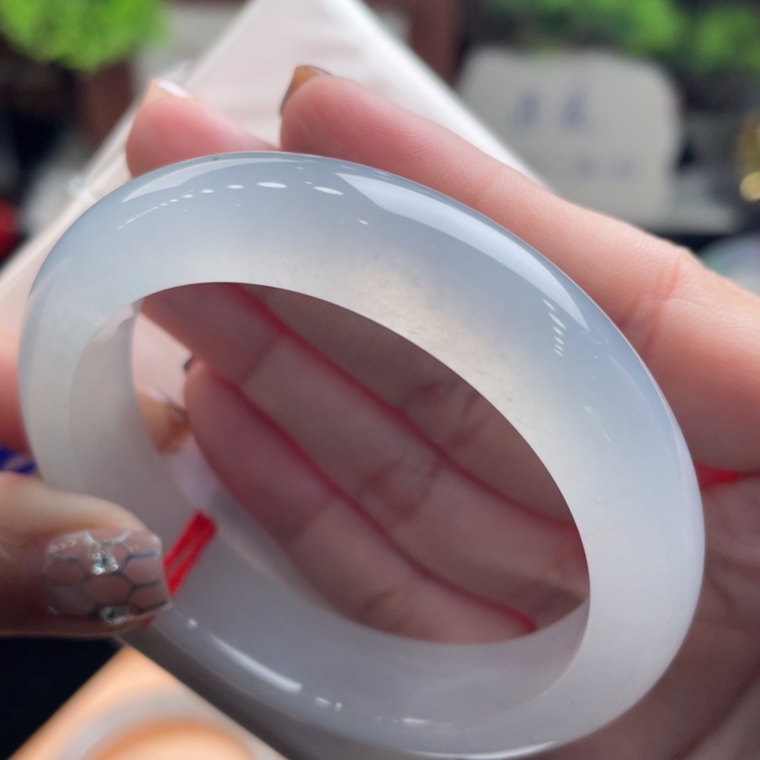 翡翠未镶嵌手镯51.4白月光 胶条 