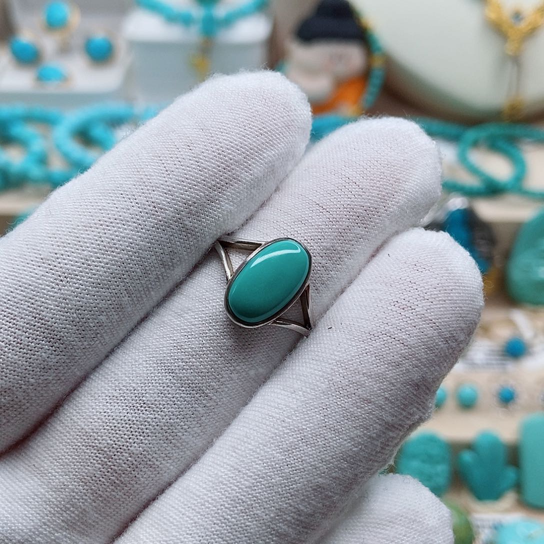 绿松石戒指银S925镶嵌