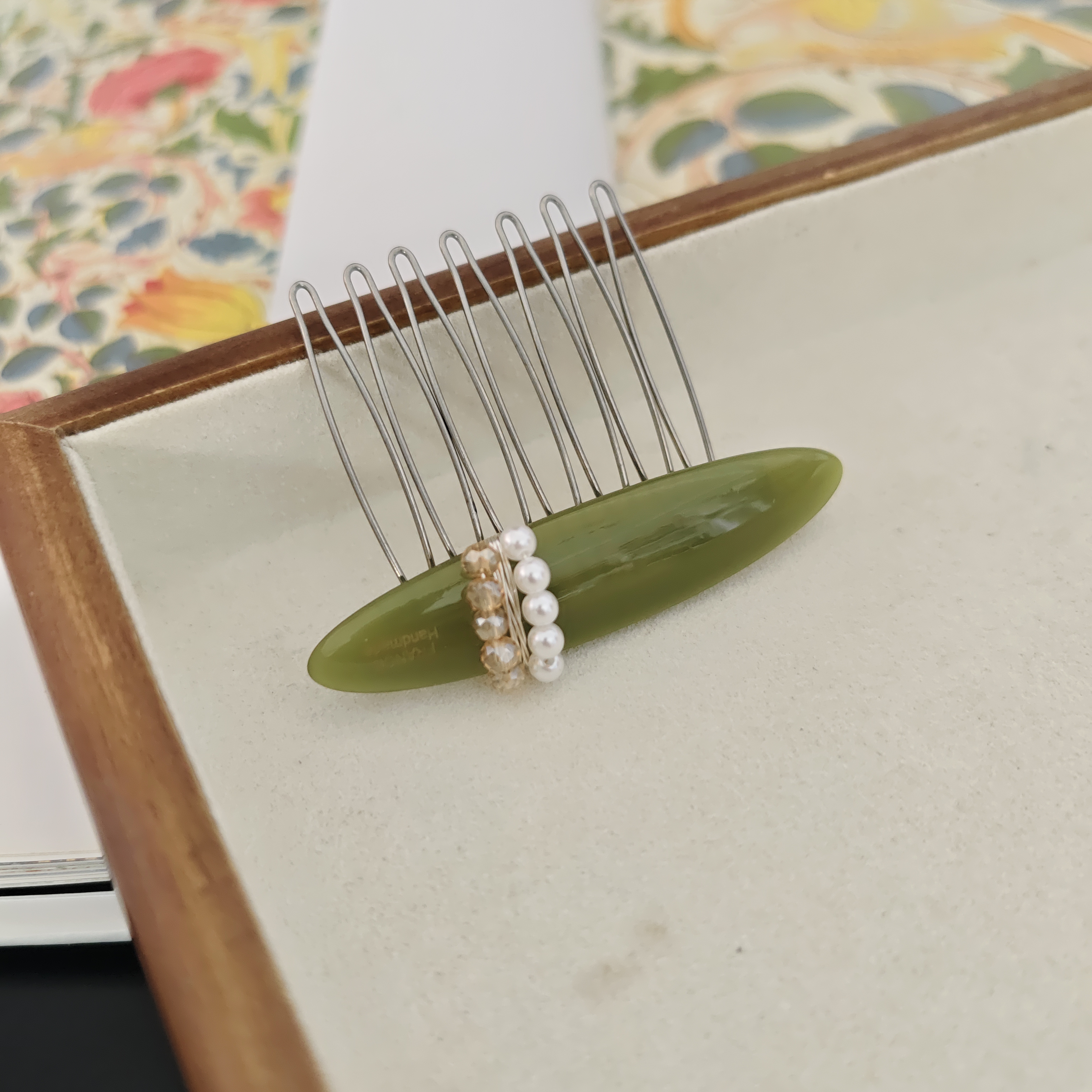 1564简单又好用的绿色发夹（手工微瑕介意勿拍）
