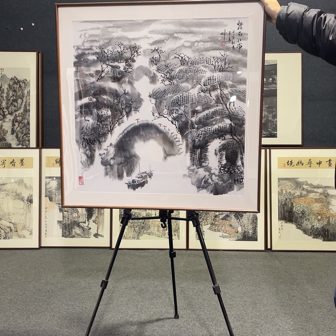 国画手绘画作品带框发货